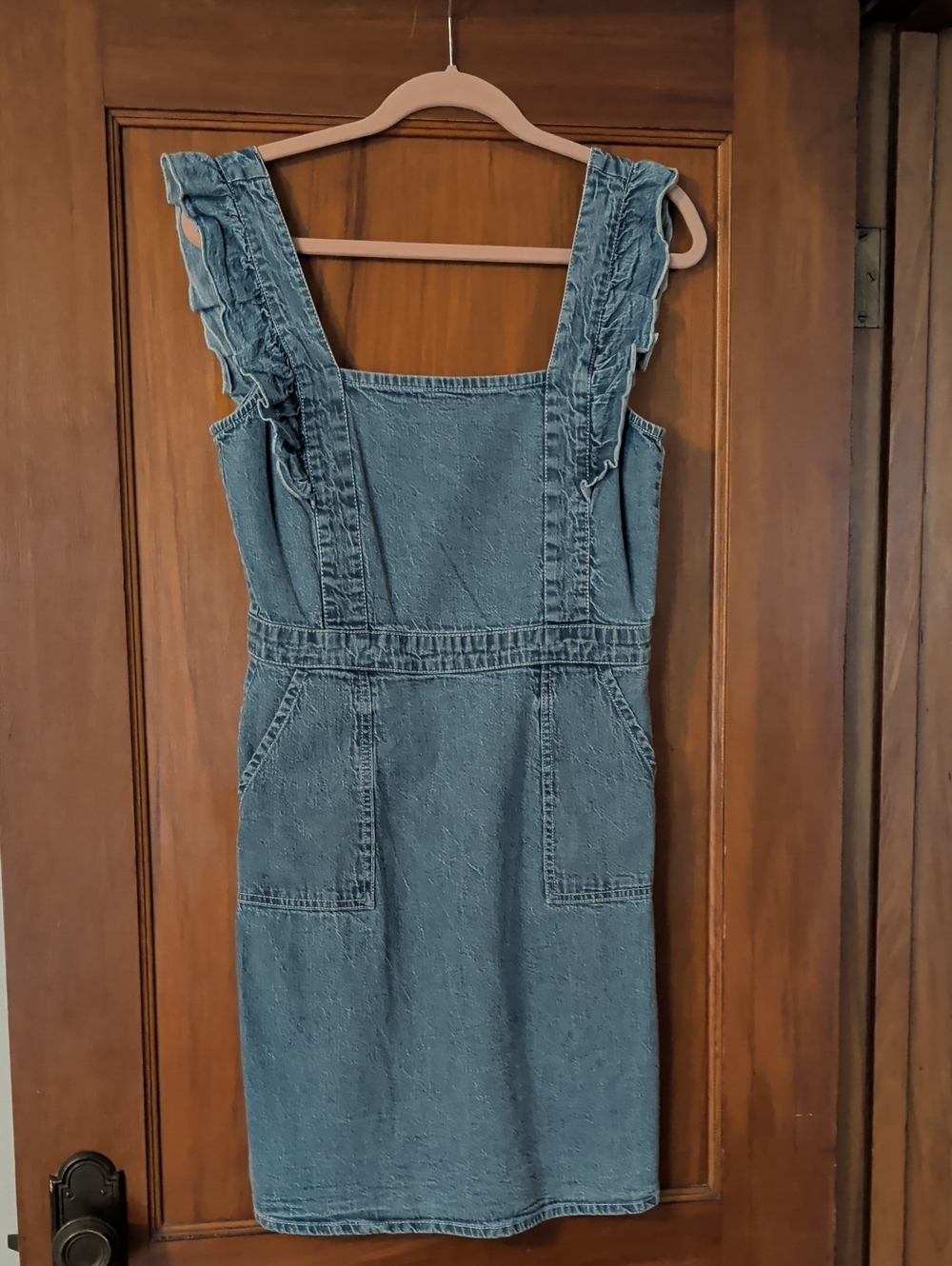 Japna Blue Denim Ruffled Strap Dress